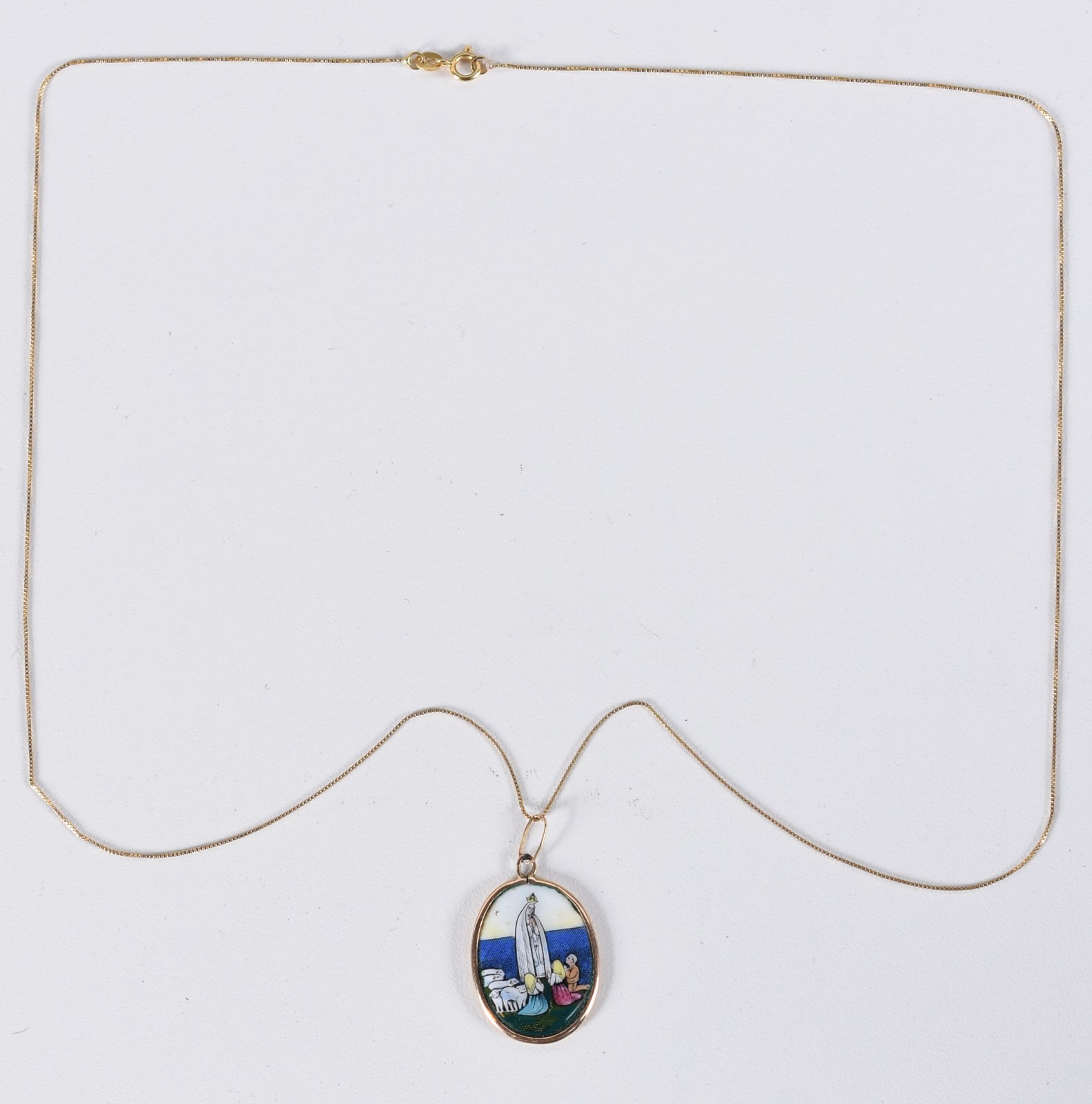Colar de ouro 18 k contraste 750 e pingente de Nossa Senhora de... - foto 2 de 4