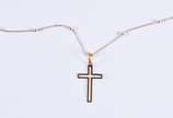Colar de ouro 18 k, contraste 750 de bolinha co... - Colar de ouro 18 k, contraste 750 de bolinha com crucifixo (Por motivos de segurança a peça não se encontra na loja)