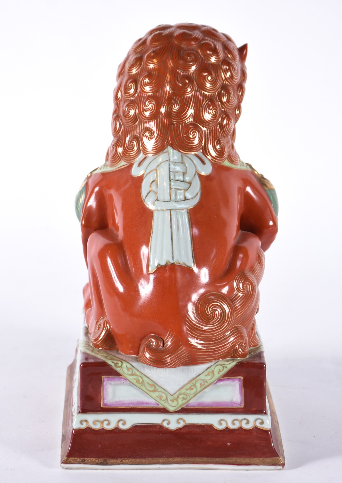 Cão de fó de porcelana chinesa na cor "Rouge de fer" com detalhes em... - foto 3 de 5