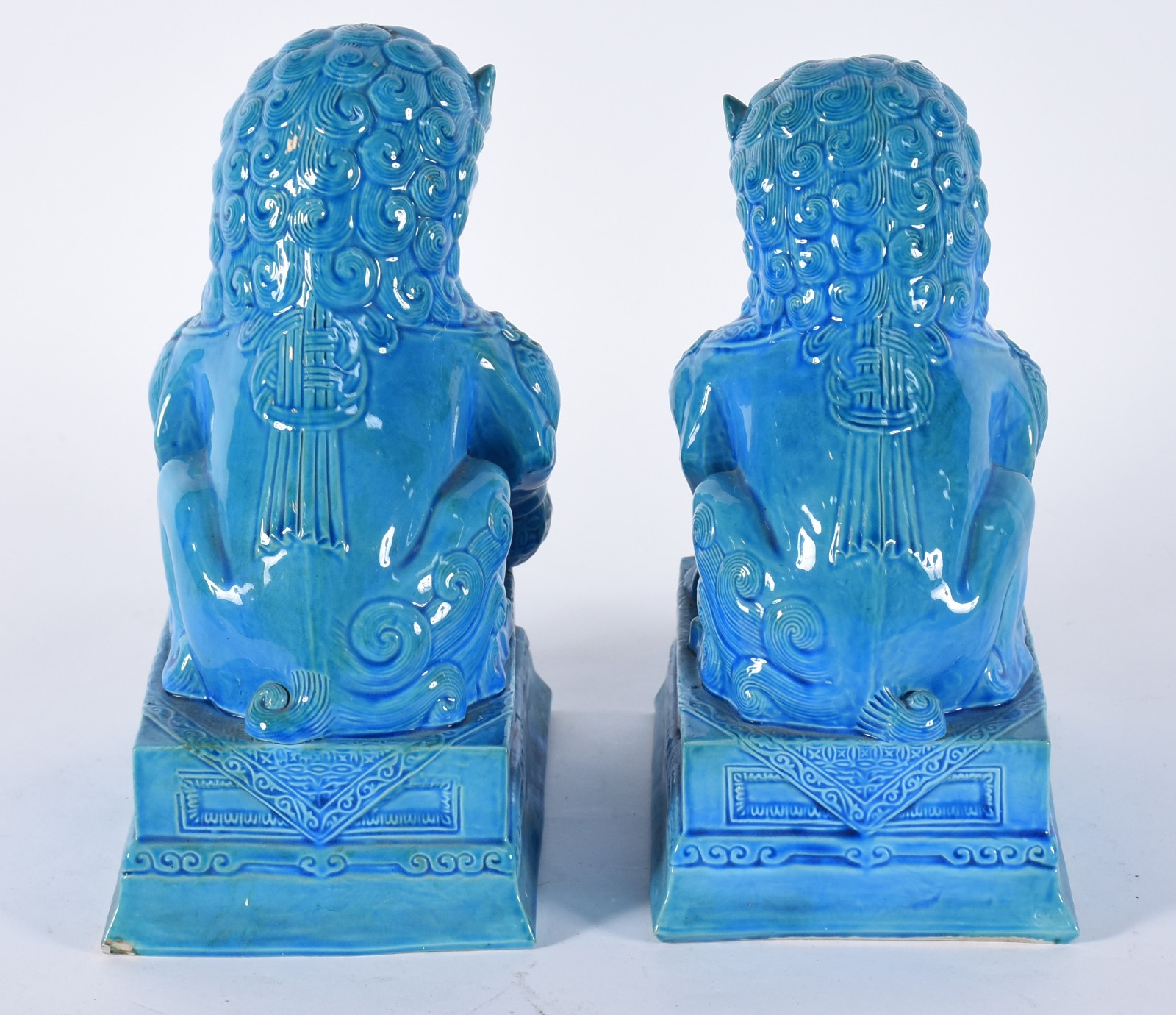 Par de cães de Fó de porcelana oriental azul turquesa. Representam o... - foto 4 de 6