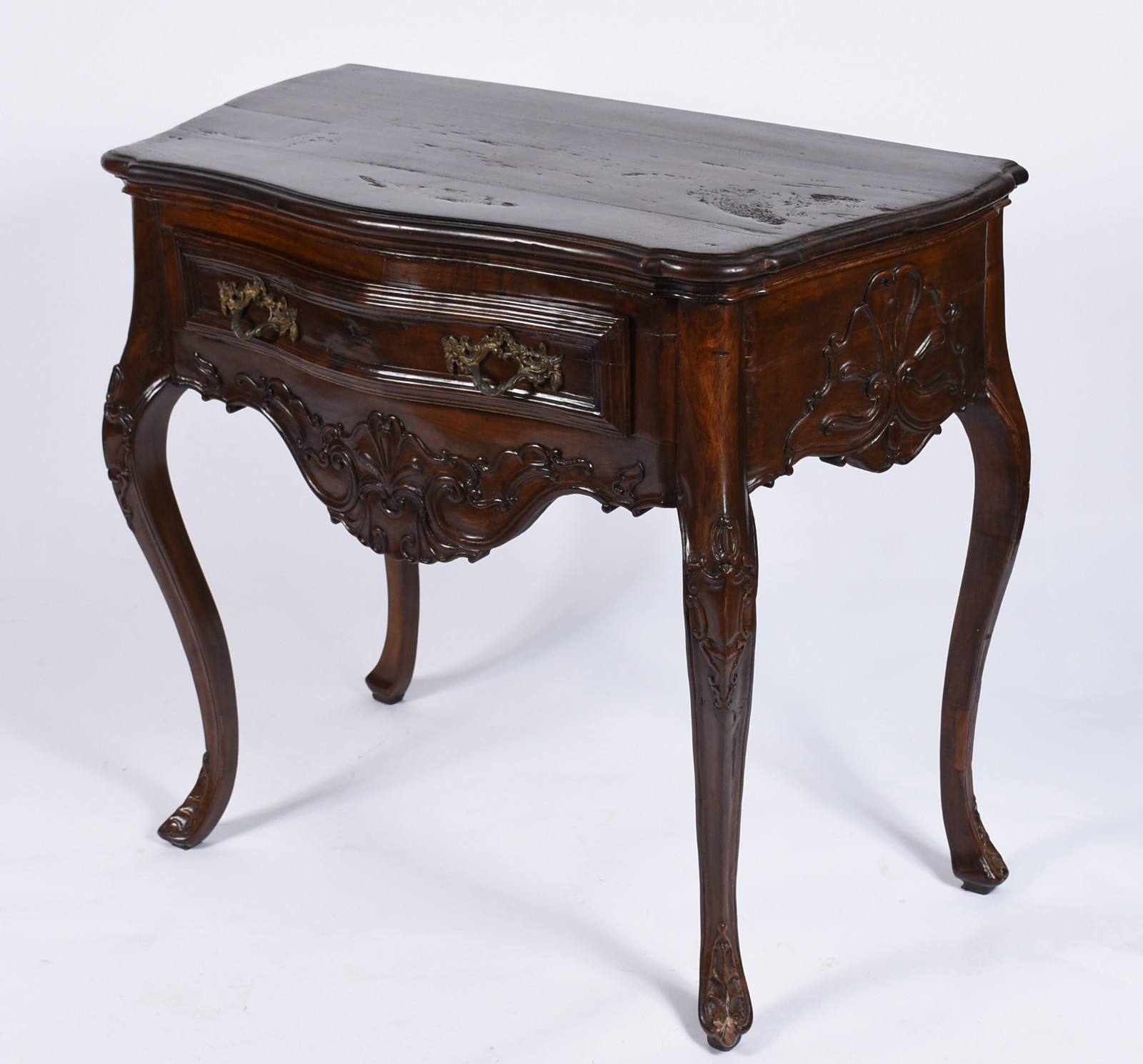 Mesa de encostar de jacarandá Dom José, uma gaveta com puxadores de... - foto 1 de 6