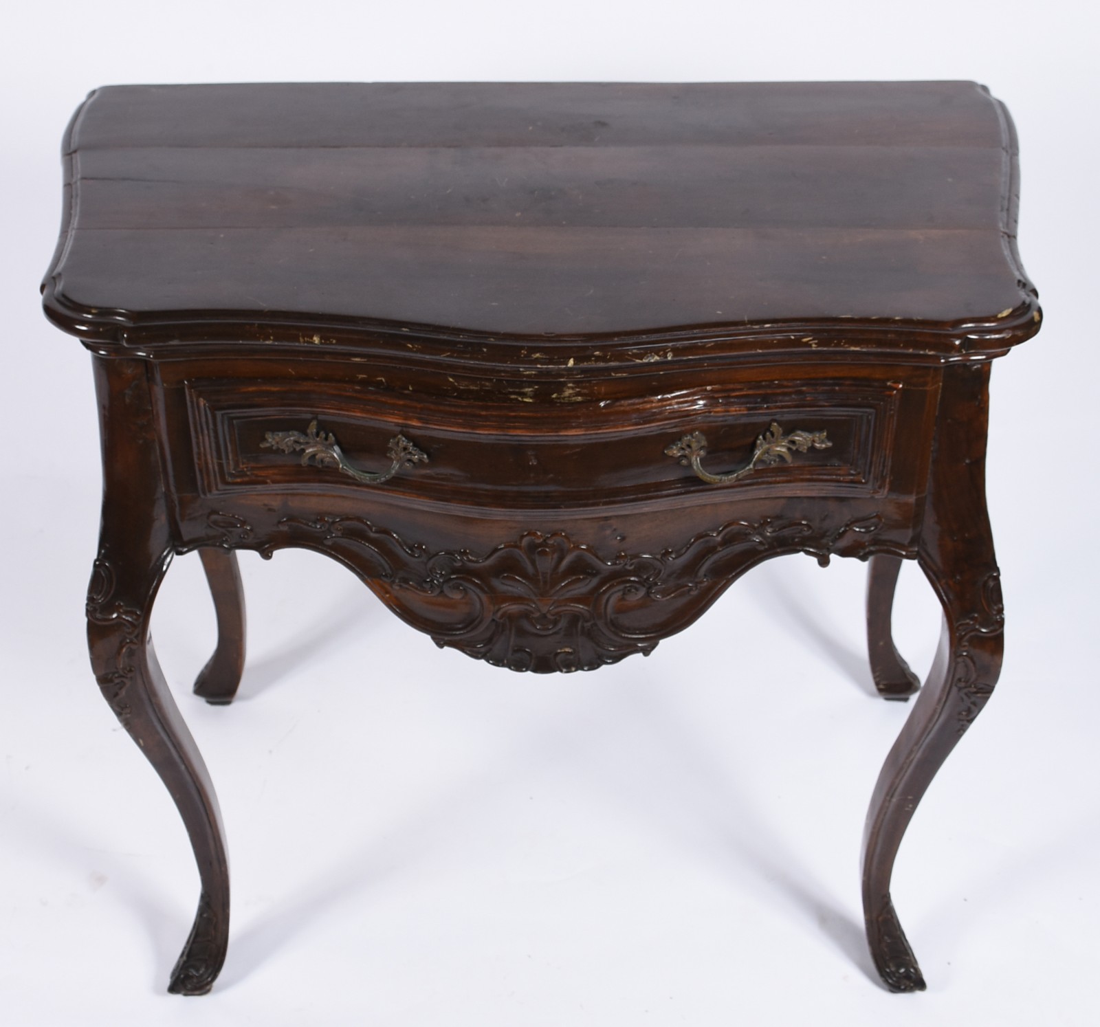 Mesa de encostar de jacarandá Dom José, uma gaveta com puxadores de... - foto 4 de 6