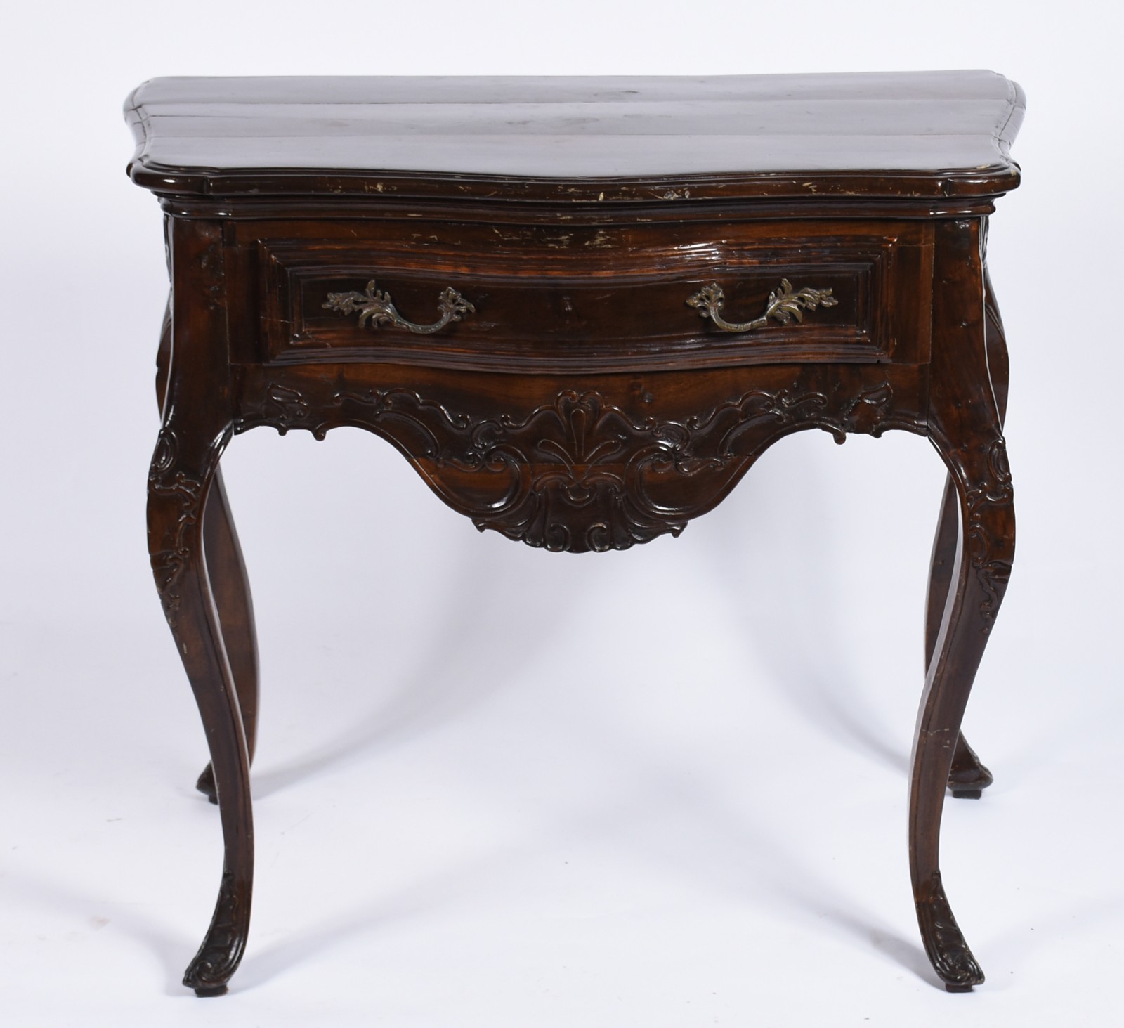 Mesa de encostar de jacarandá Dom José, uma gaveta com puxadores de... - foto 2 de 6