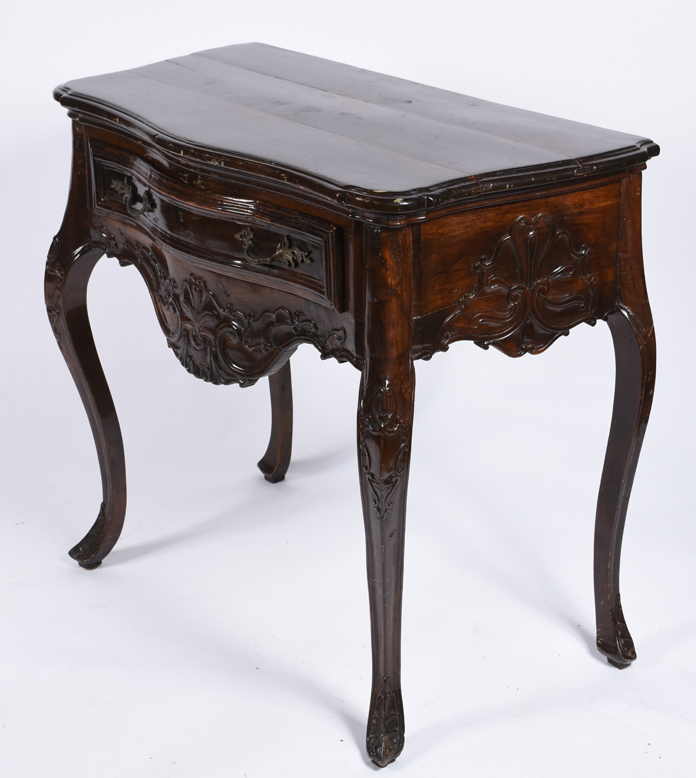 Mesa de encostar de jacarandá Dom José, uma gaveta com puxadores de... - foto 1 de 6