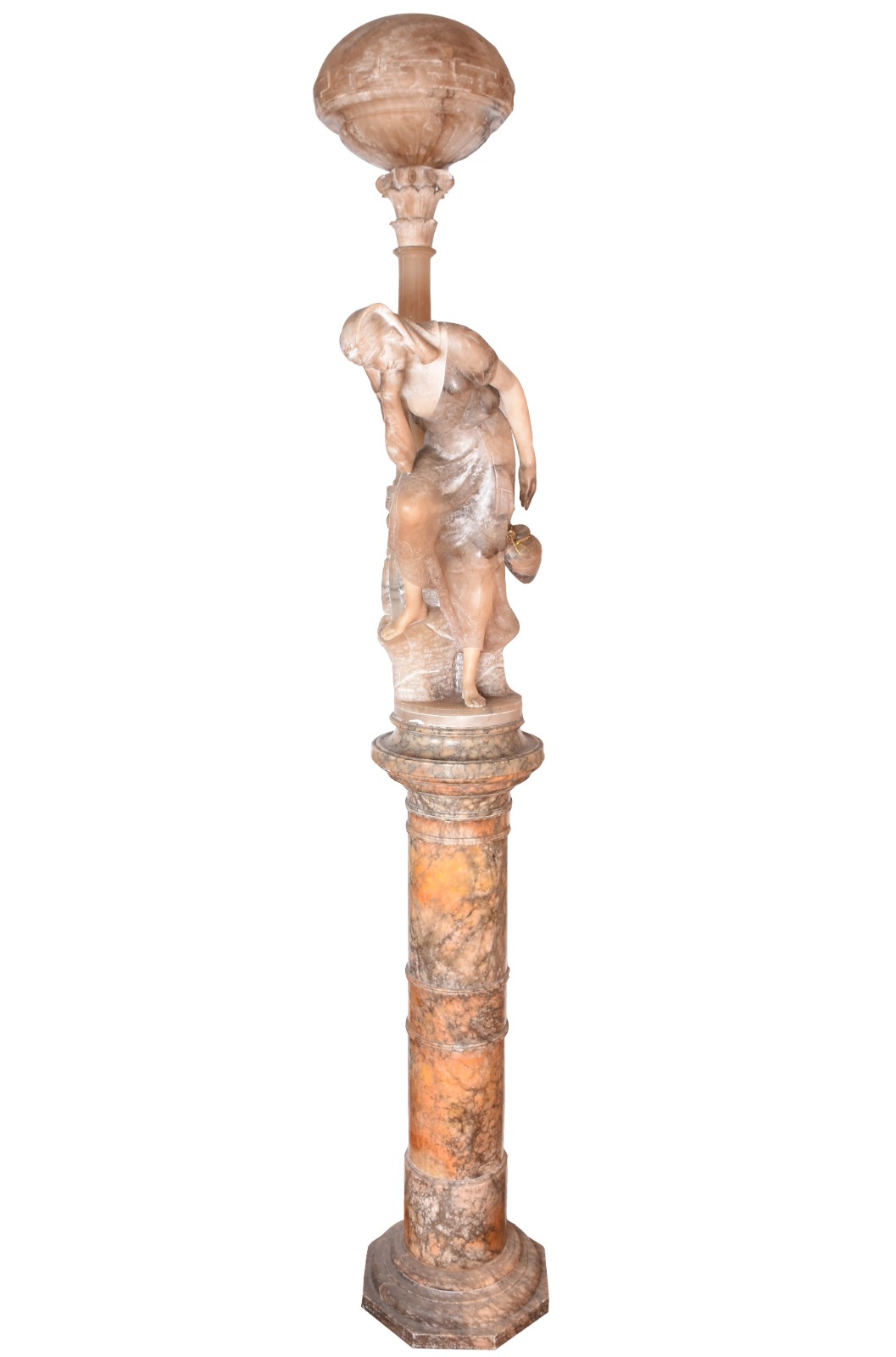 Luminária com escultura italiana de alabastro e mármore representando... - foto 1 de 11