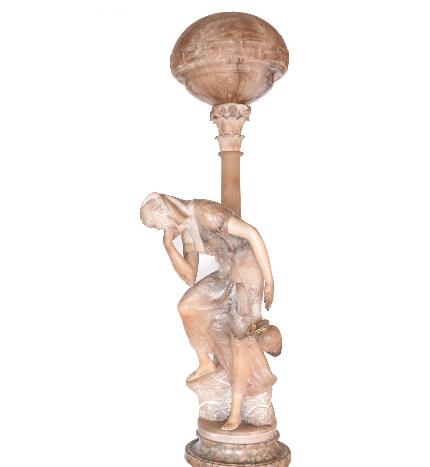 Luminária com escultura italiana de alabastro e mármore representando... - foto 7 de 11