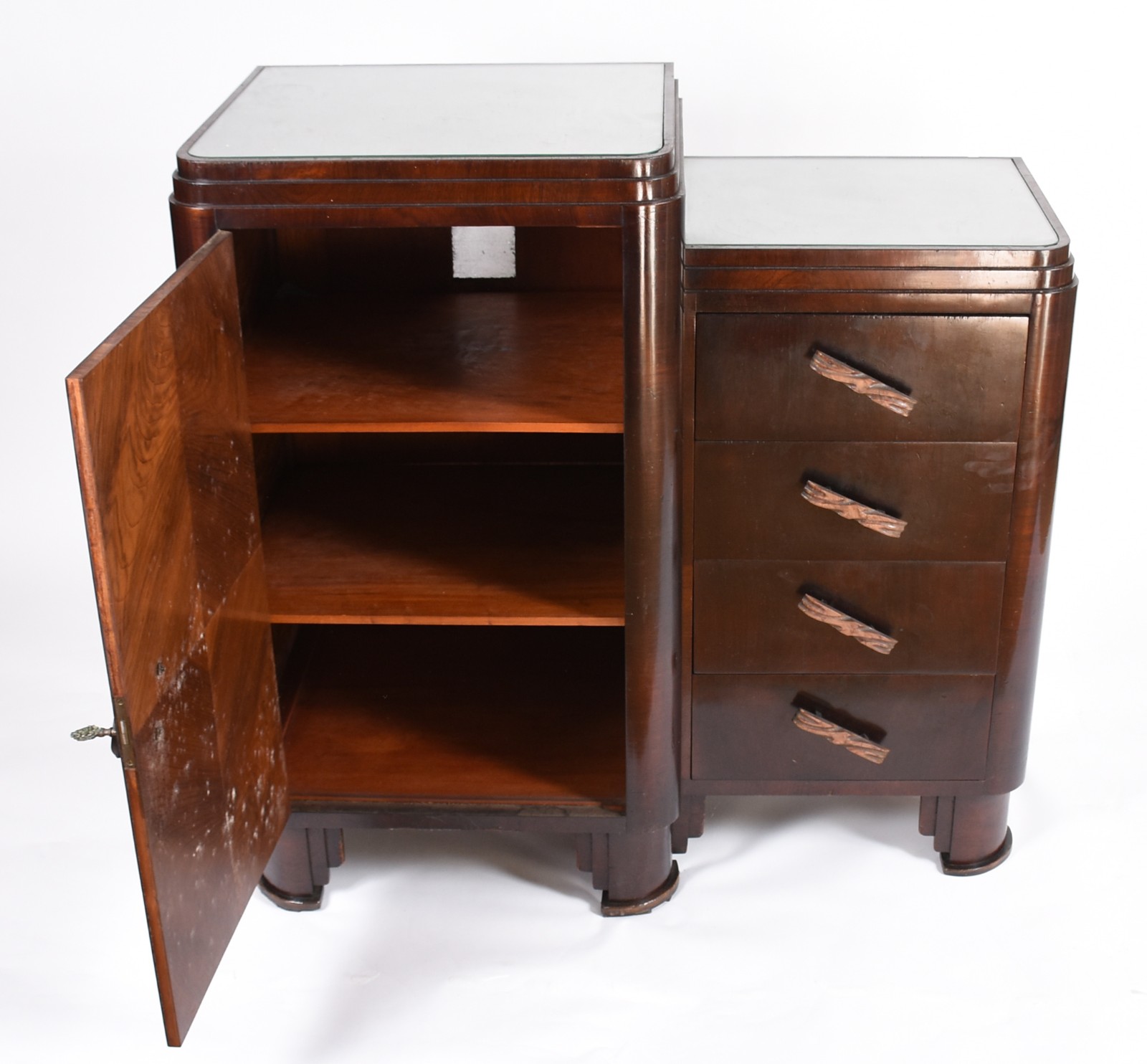 Cômoda ART DECO de madeira nobre, quatro gavetas de um lado e do... - foto 3 de 6