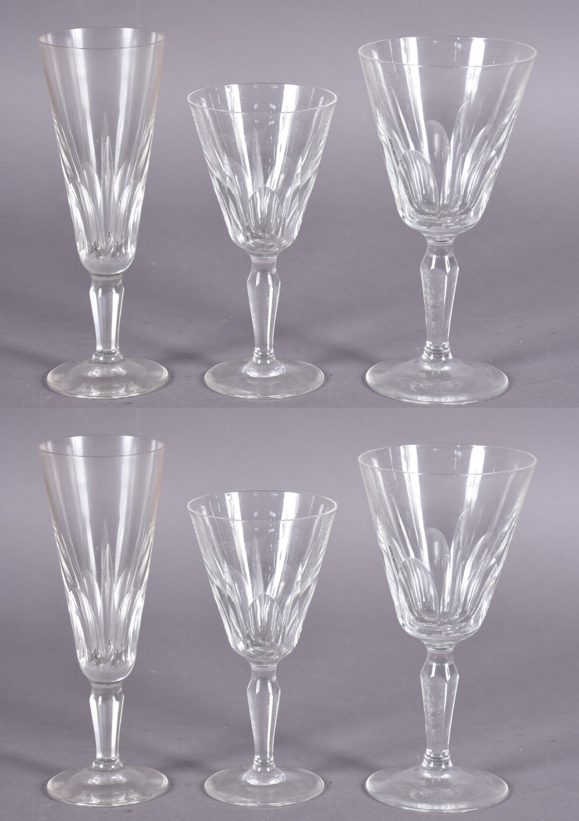 Serviço de cristal facetado composto de: 12 flutes para champagne, 11... - foto 1 de 4