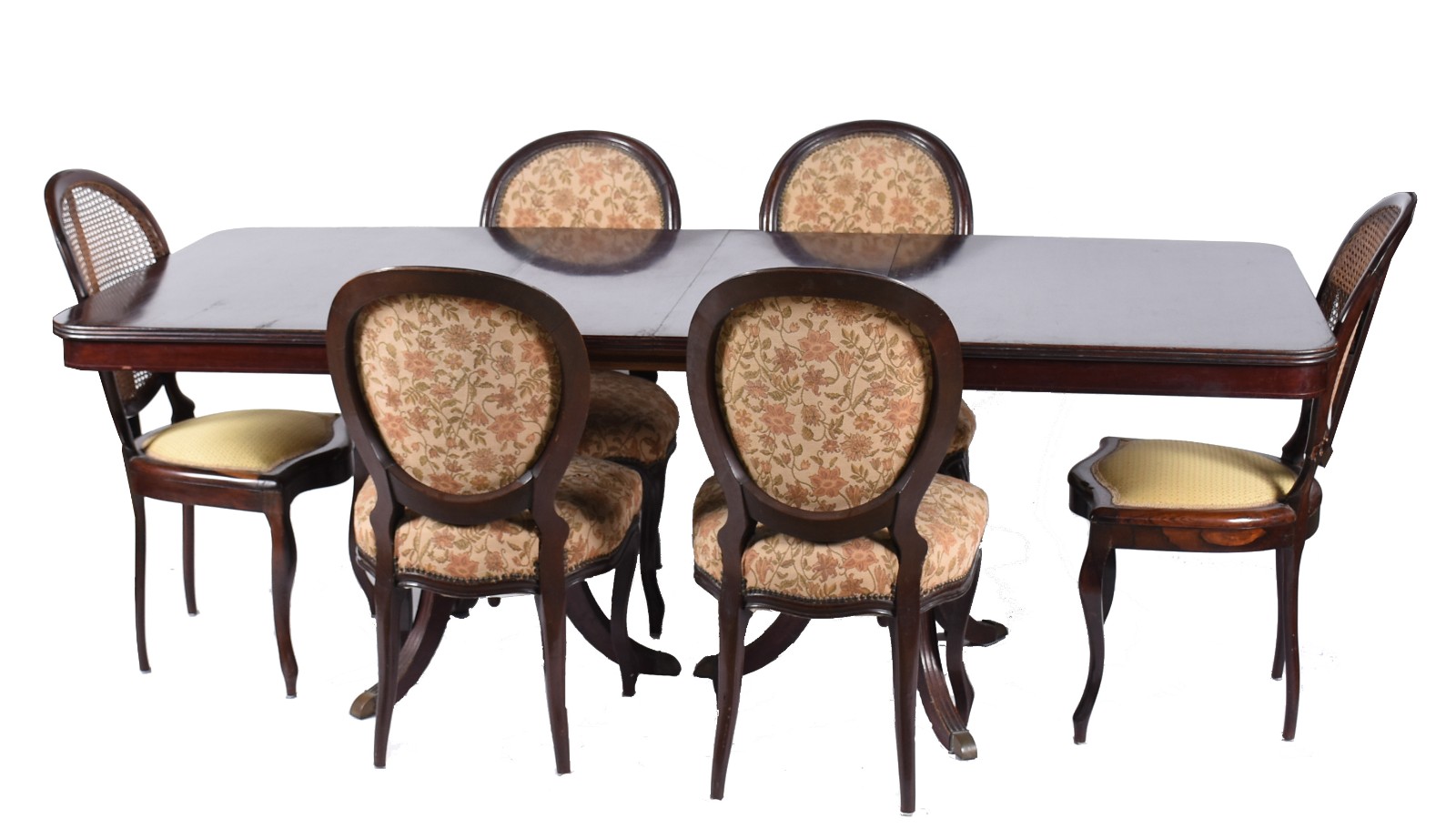 Mesa de jantar de madeira nobre, tampo retangular com 2 tábuas... - foto 1 de 8