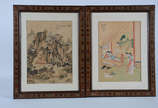 Cinco quadros orientais diversos, sendo 3 med.m... - Cinco quadros orientais diversos, sendo 3 med.moldura 43 x 47 cm  e 2 med.moldura 52 x 40 cm.