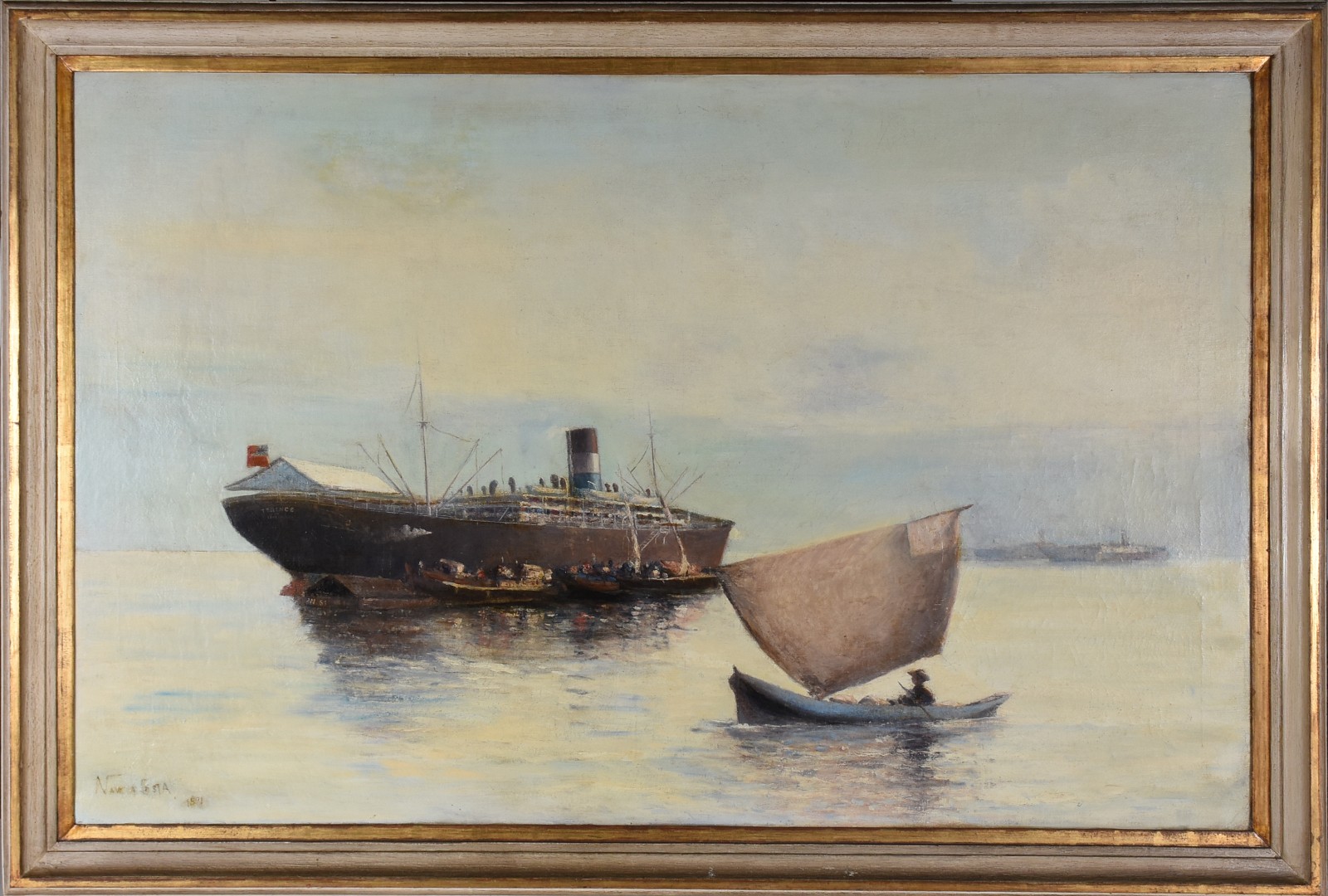Navarro da Costa (1883-1931), Marinha Com Barco - foto 2 de 10