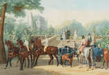 Par de Gravuras francesas, "La vie d'un... - Par de Gravuras francesas, "La vie d'un gentilhomme en toutes saisons", Automne e Printemps - Gravé par LAZET - 45 x 70 (uma delas c...