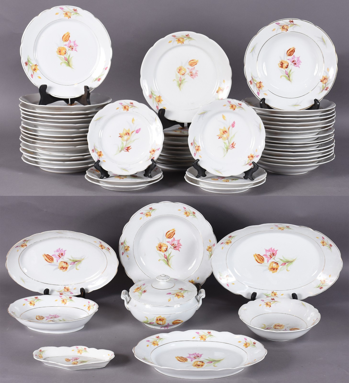 Serviço de jantar de porcelana Real composto de: 24 pratos rasos, 15... - foto 1 de 5