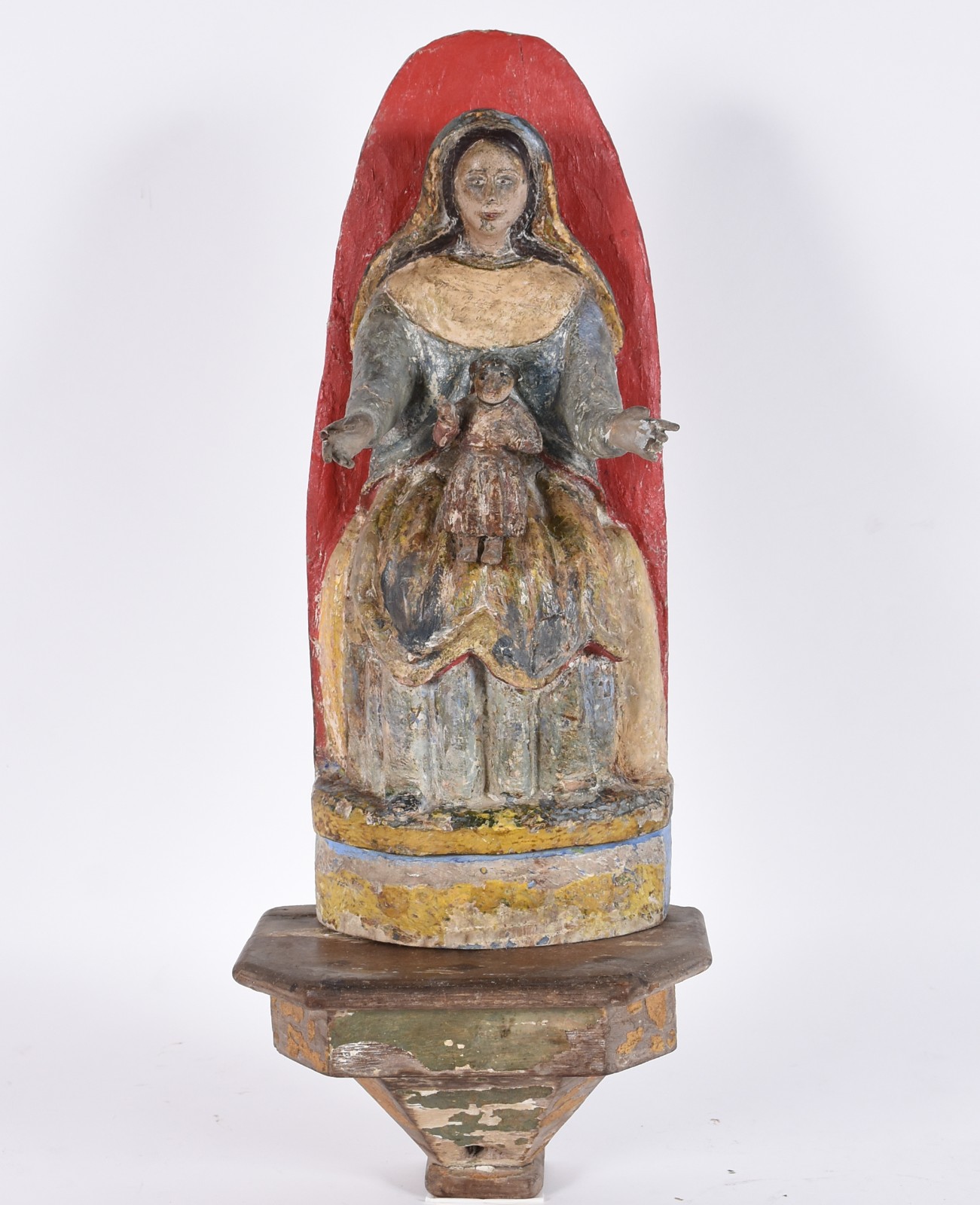 Nossa Senhora com menina - Antiga imagem de madeira policromada... - foto 1 de 7