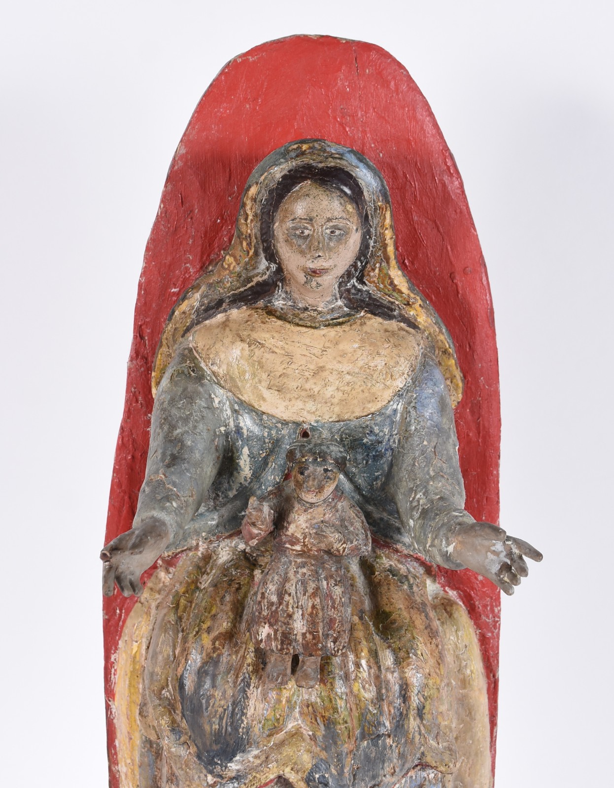 Nossa Senhora com menina - Antiga imagem de madeira policromada... - foto 4 de 7