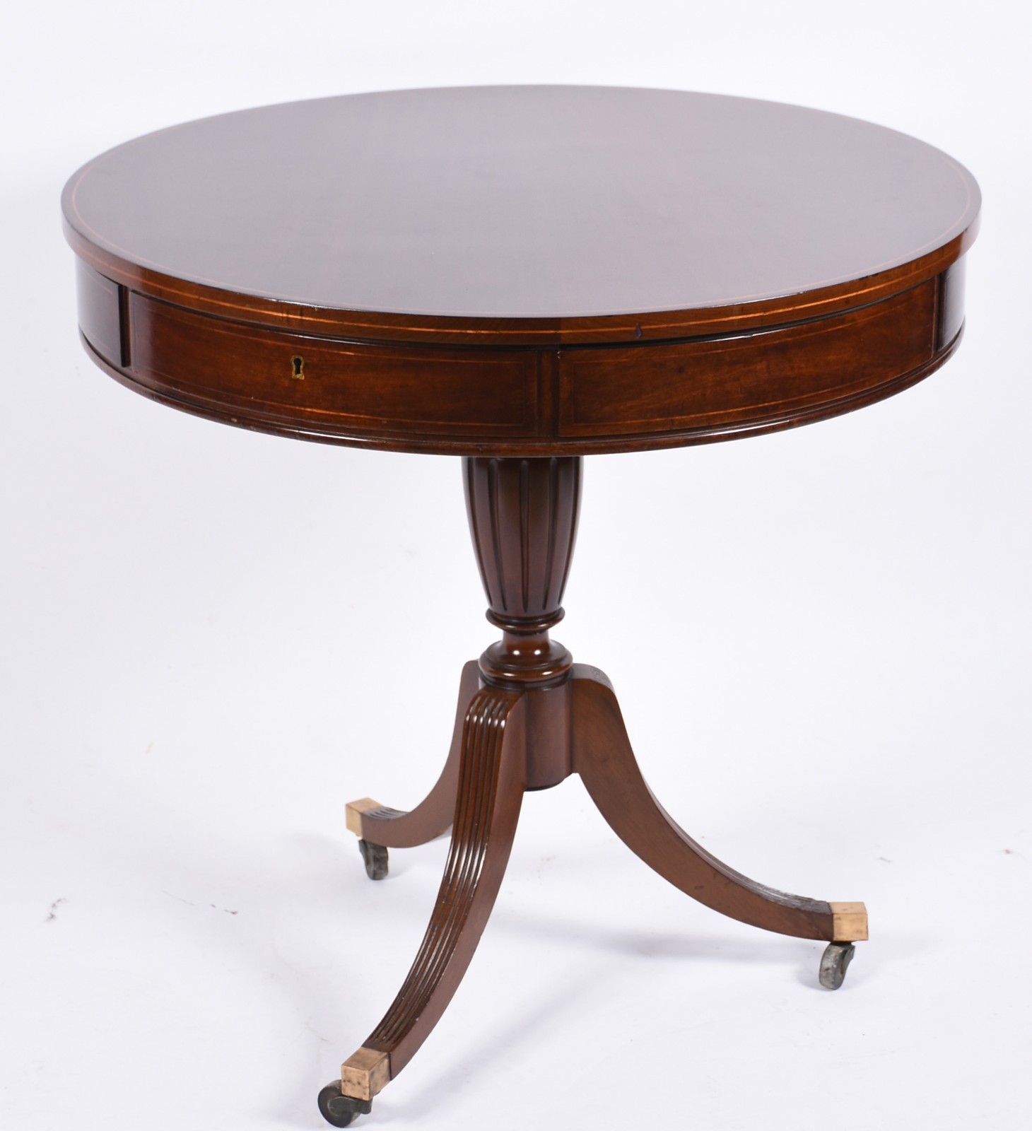 Mesa auxiliar redonda de madeira nobre, gavetas laterais, ponteiras... - foto 1 de 5