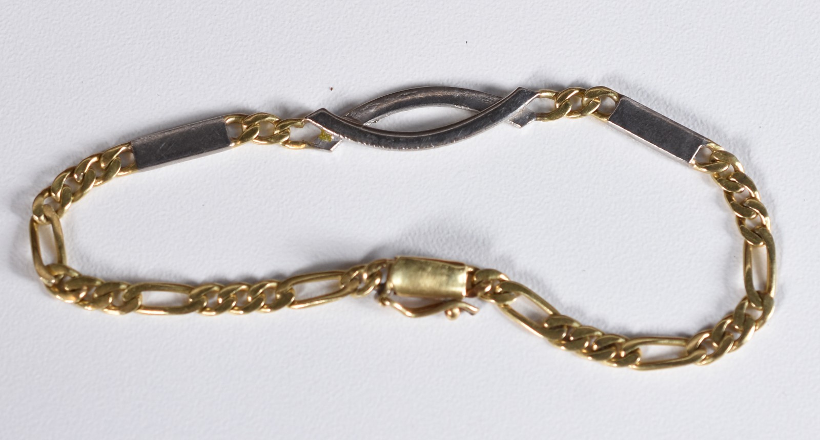 Pulseira de ouro 18 k com detalhes de ouro branco e pequenos... - foto 3 de 3