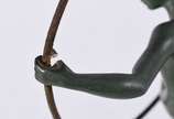 BRIAND / FAYRAL,  - Duas esculturas ART DECO de bronze patinado de verde, sendo uma mulher com arco assinada Briand, e uma com lança, assinada Fayral.