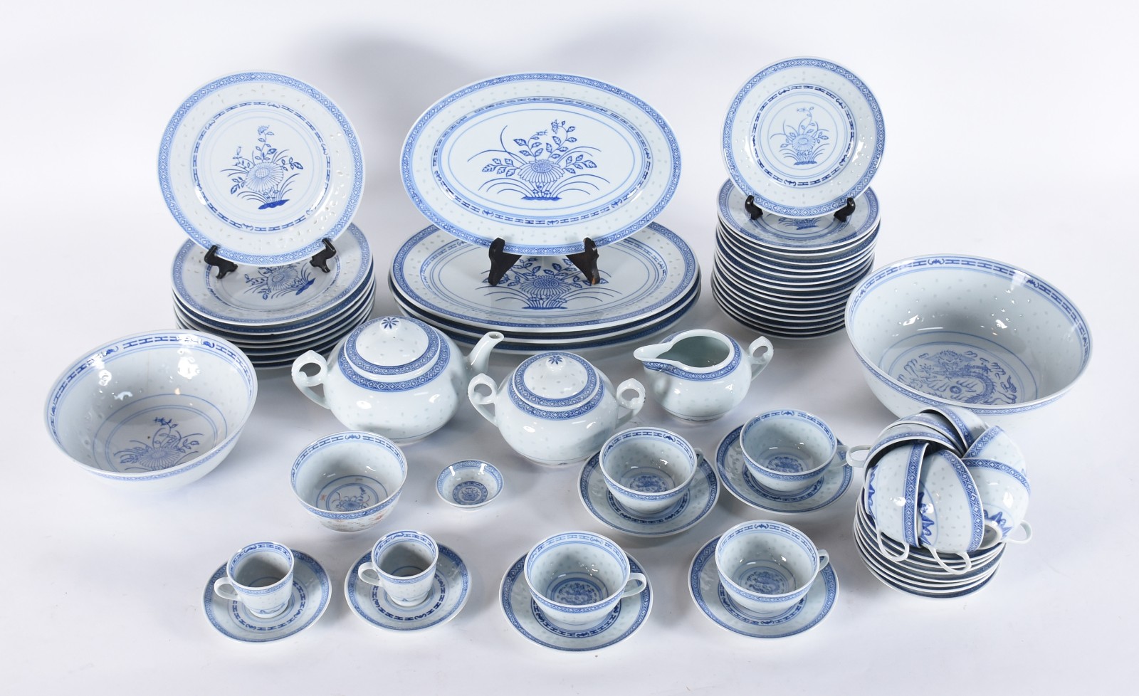 Serviço de porcelana oriental grão de arroz chá e jantar composto de... - foto 1 de 8