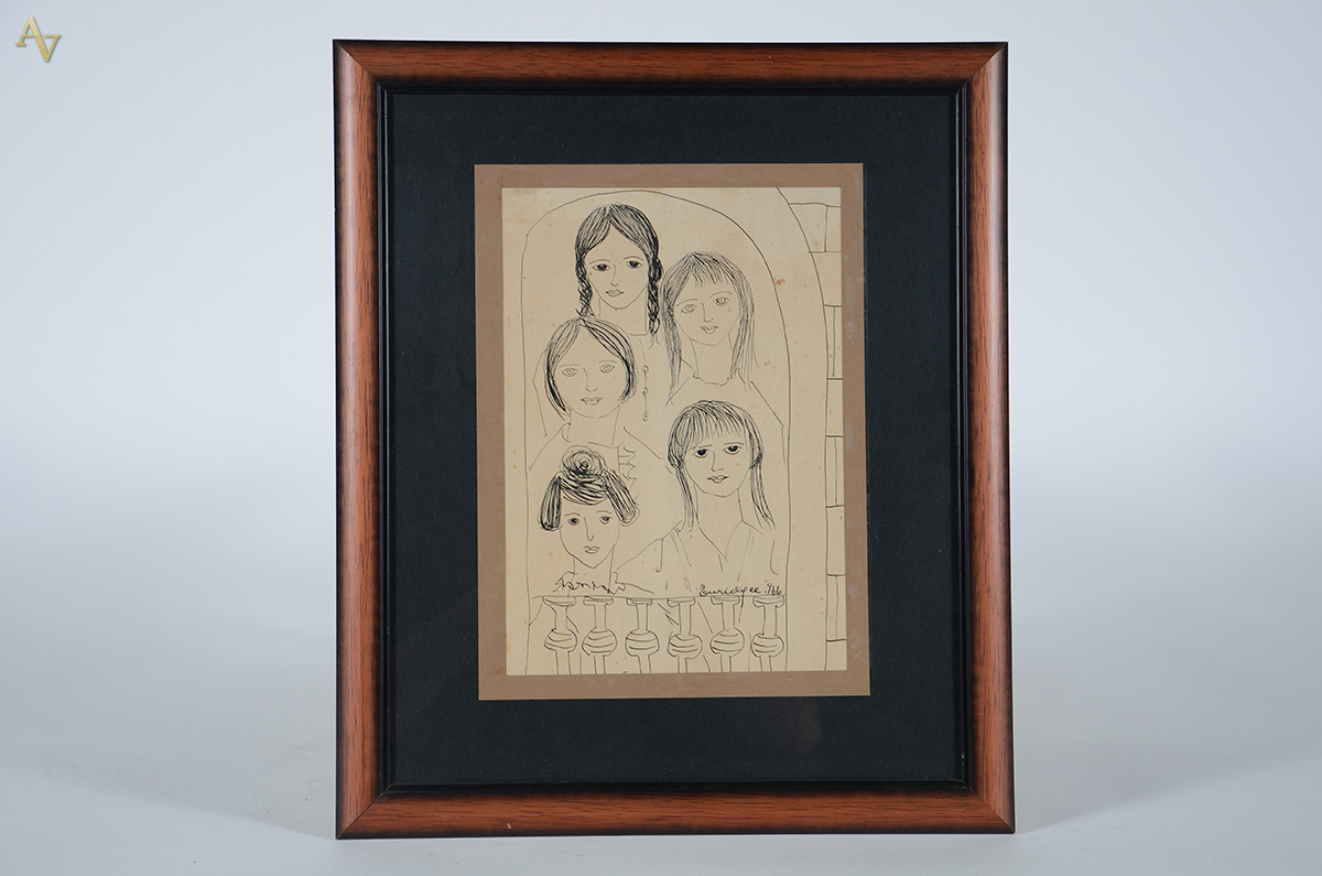 EURIDICE - Figuras - bico de pena - 28 x 20 - datado 1966 - foto 1 de 5