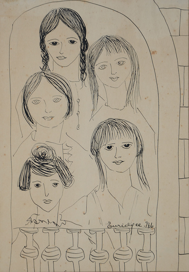 EURIDICE - Figuras - bico de pena - 28 x 20 - datado 1966 - foto 2 de 5