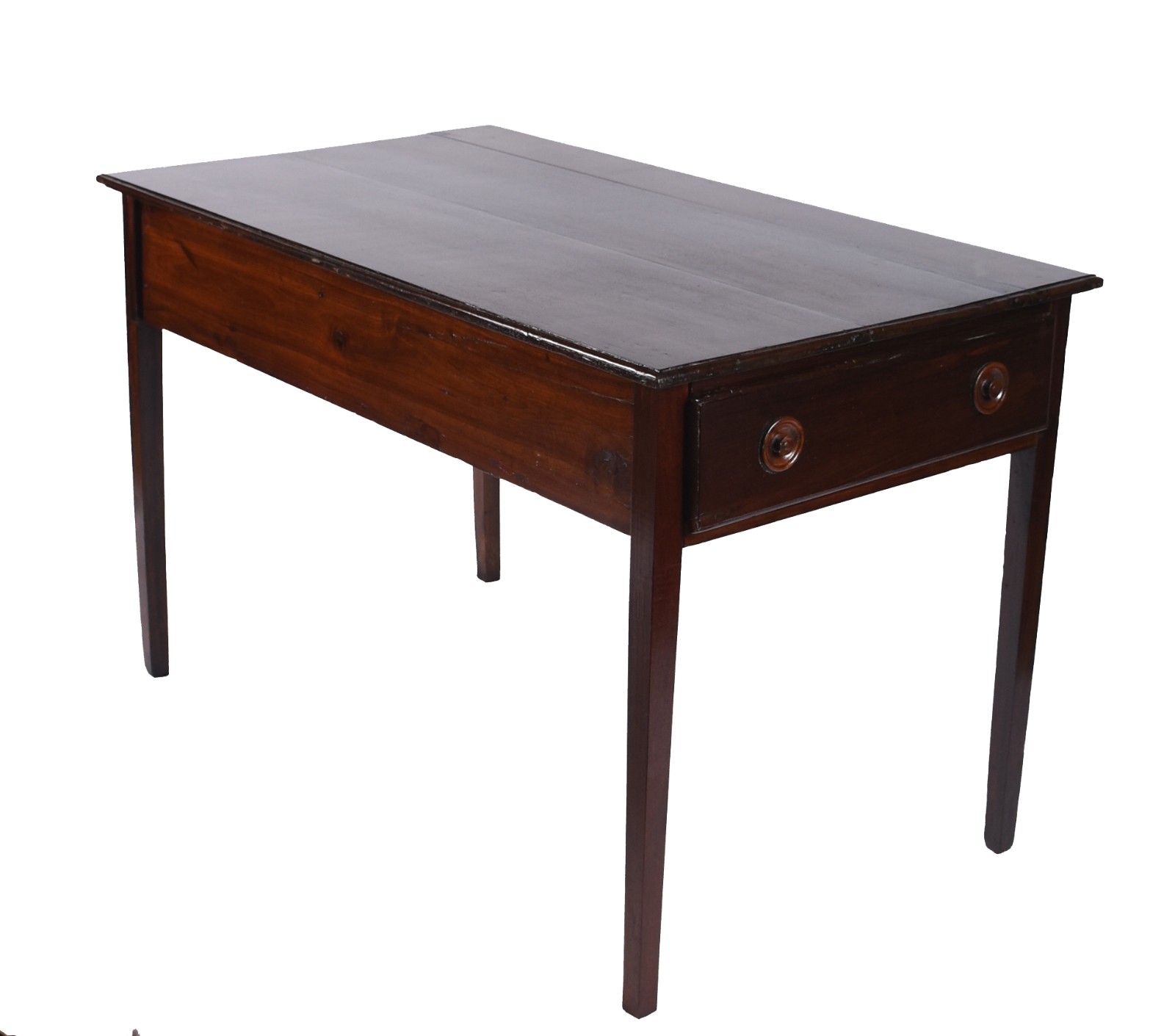 Mesa de madeira nobre com uma gaveta, pernas retas. - foto 1 de 5