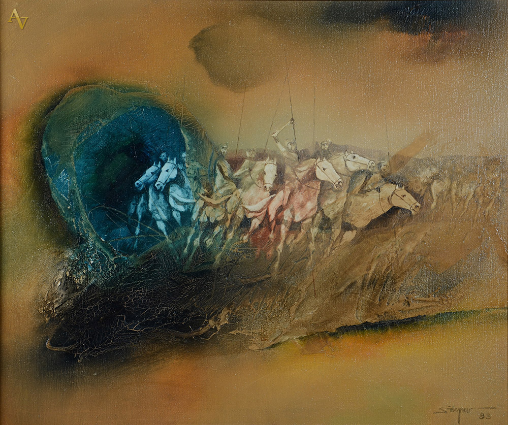 SATYRO MARQUES - Cavalos - ost - 46 x 55. - foto 1 de 2