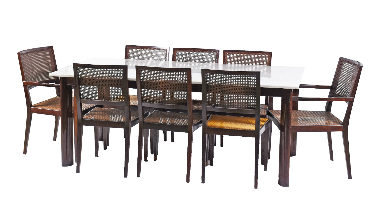 Mesa de jantar com base de jacarandá e tampo de mármore Carrara... - foto 1 de 9