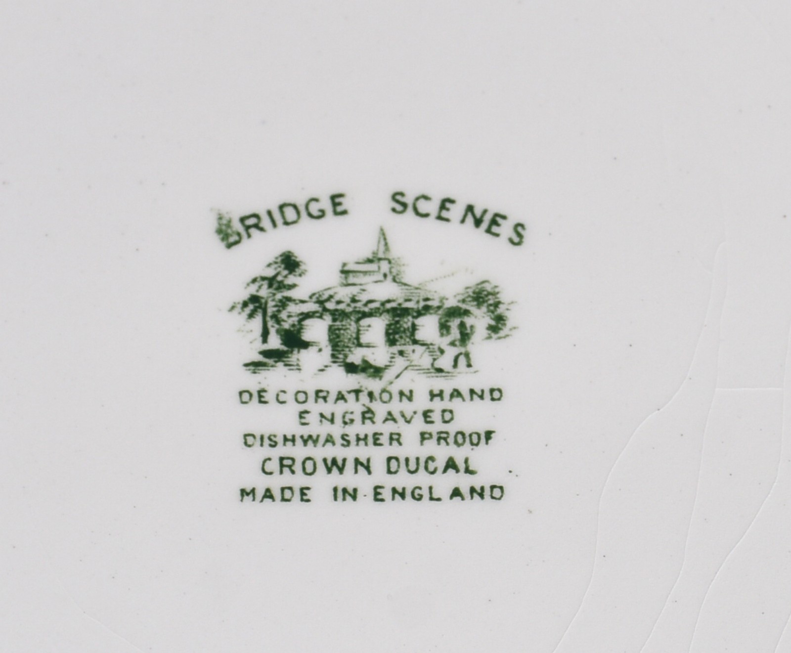Aparelho de jantar de faiança inglesa "Bridge Scenes" em verde e... - foto 7 de 7