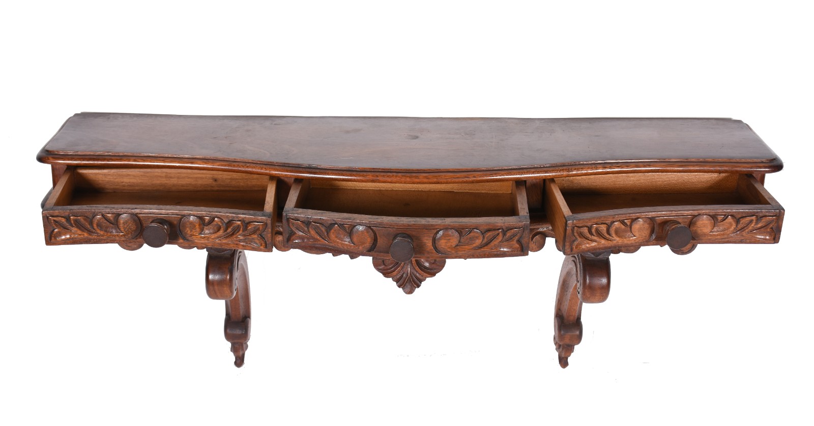 Console de parede de madeira nobre com tres gavetinhas, acompanha... - foto 4 de 8