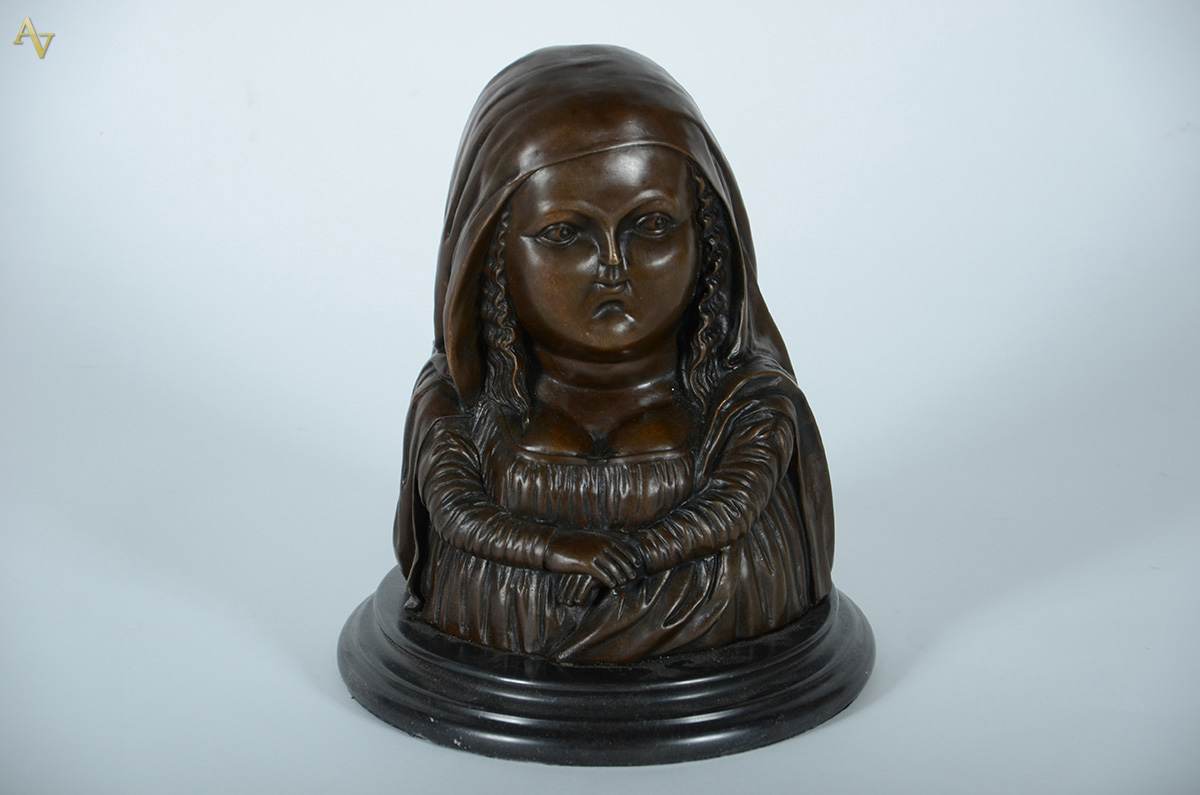 BOTERO - Escultura de bronze representando Monalisa. Alt. 27 cm...