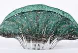 Porta guardanapo de vidro decorativo na cor ver... - Porta guardanapo de vidro decorativo na cor verde com pó de ouro.