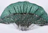 Porta guardanapo de vidro decorativo na cor ver... - Porta guardanapo de vidro decorativo na cor verde com pó de ouro.