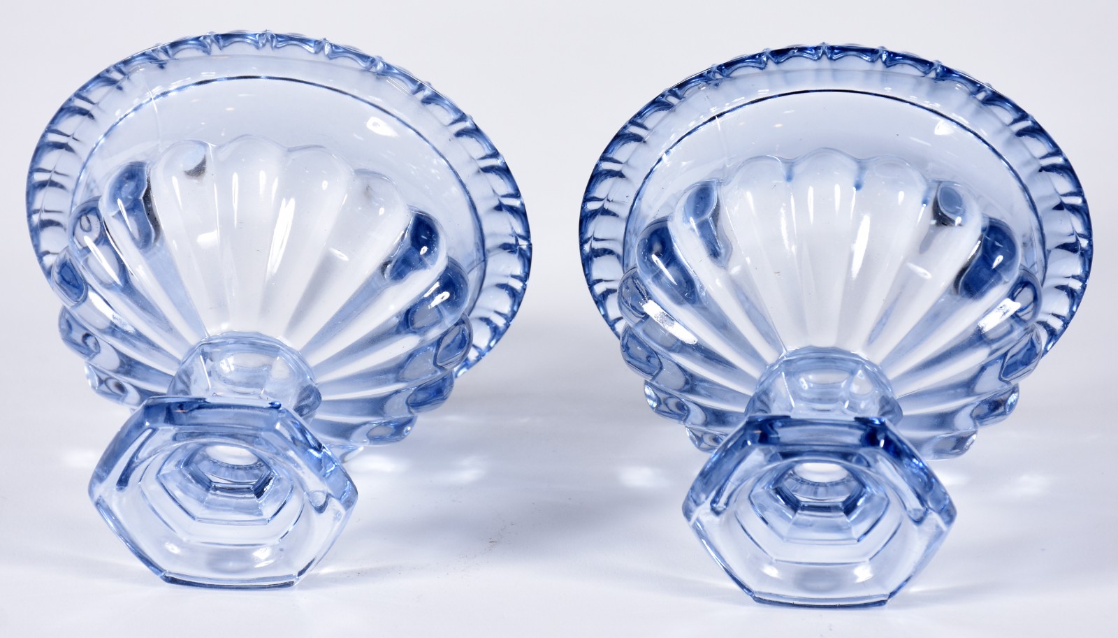 Par de compoteiras em demi cristal em gomos na cor azul. - foto 4 de 4