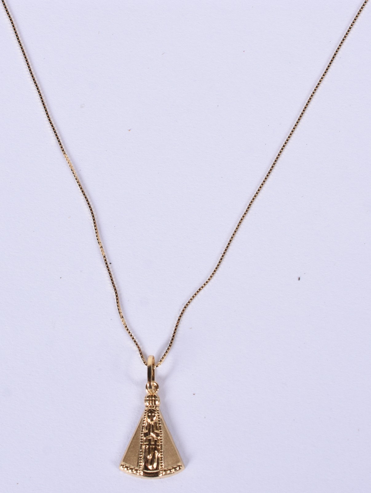 Colar de ouro 18k contraste 750 com pingente de Nossa Senhora... - foto 1 de 4