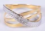 Anel de ouro 18 k e ouro branco cravejado com s... - Anel de ouro 18 k e ouro branco cravejado com safiras entrelaçado, aro 15 (Por motivos de segurança a peça não se encontra na loja)