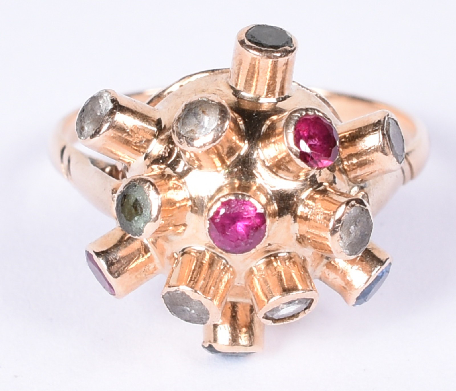 Anel de ouro 18k cravejado com pedras coloridas, aro 20 (Por motivos... - foto 2 de 3