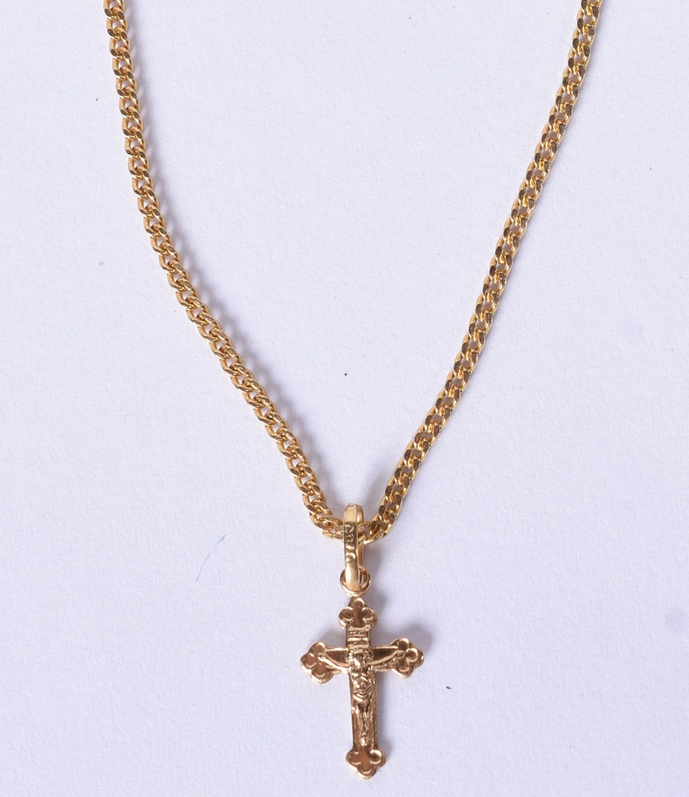 Tornozoleira de ouro 18 k com pendente em forma de crucifixo (Por... - foto 1 de 4