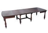 Antigo conjunto de Mesa de jantar de madeira no... - Antigo conjunto de Mesa de jantar de madeira nobre, elástica, com 4 tabuas extensoras medido 0,44 x 1,20 m. cada. Base com pernas cilíndricas fr...