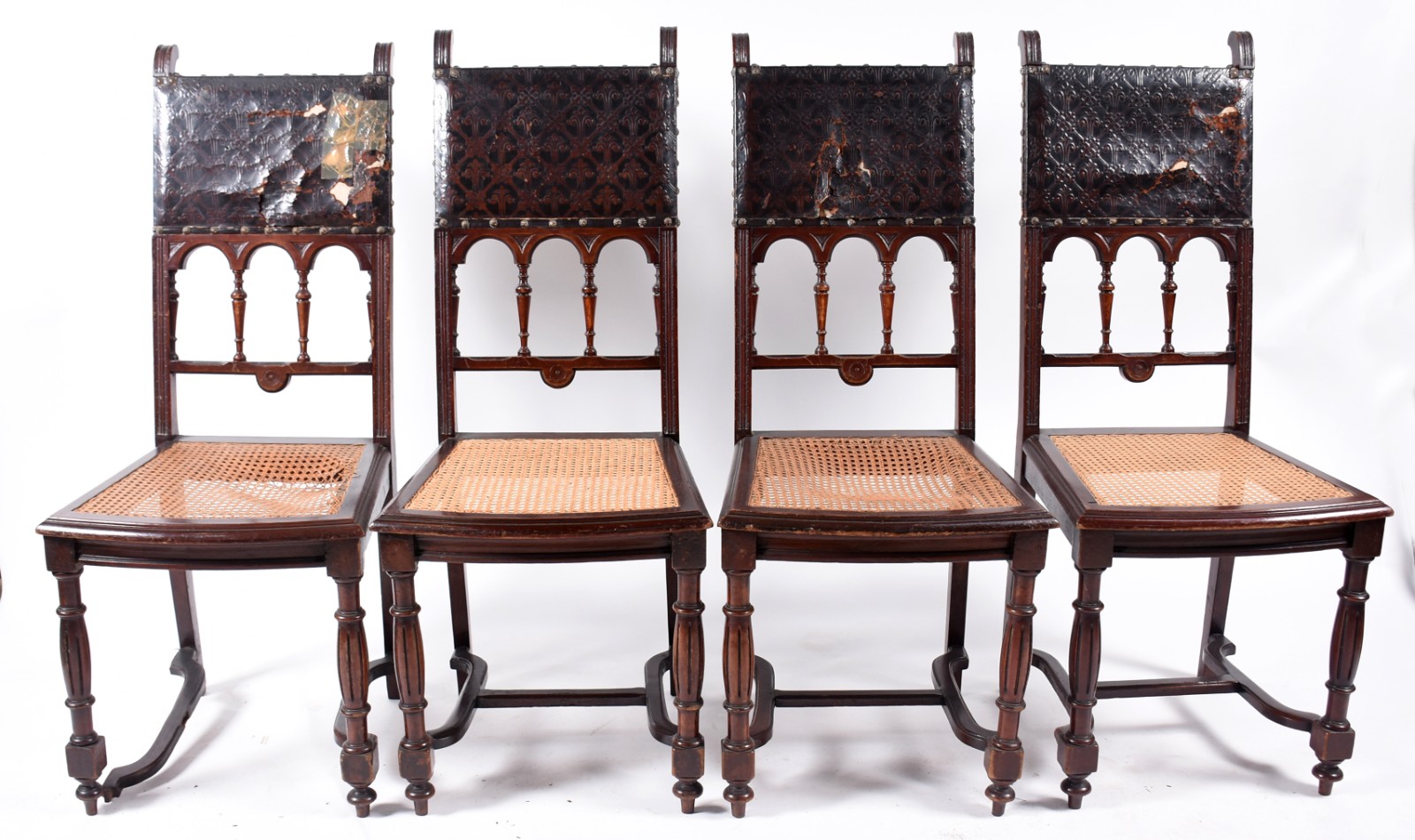 Antigo conjunto de Mesa de jantar de madeira nobre, elástica, com 4... - foto 4 de 9