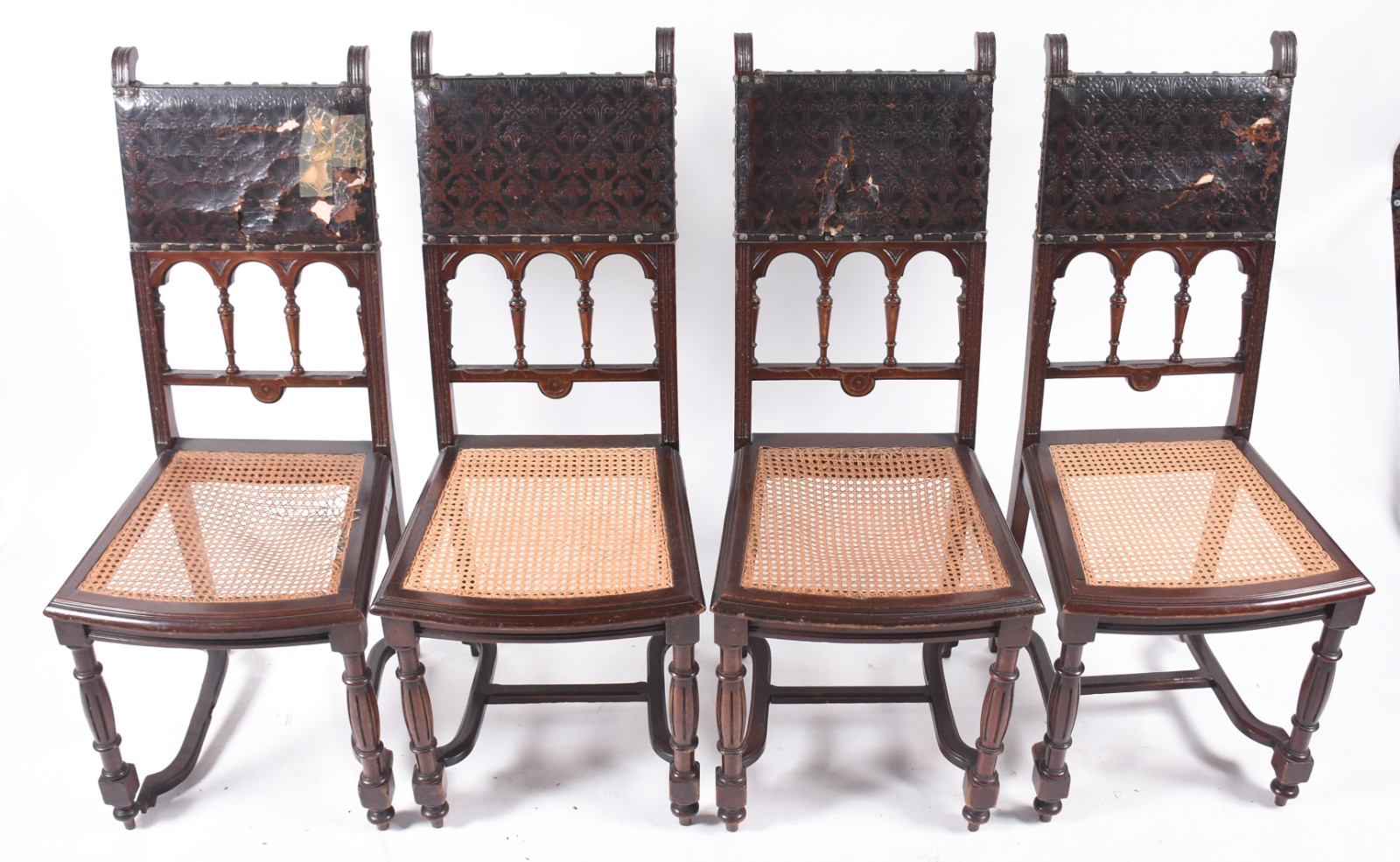 Antigo conjunto de Mesa de jantar de madeira nobre, elástica, com 4... - foto 5 de 9