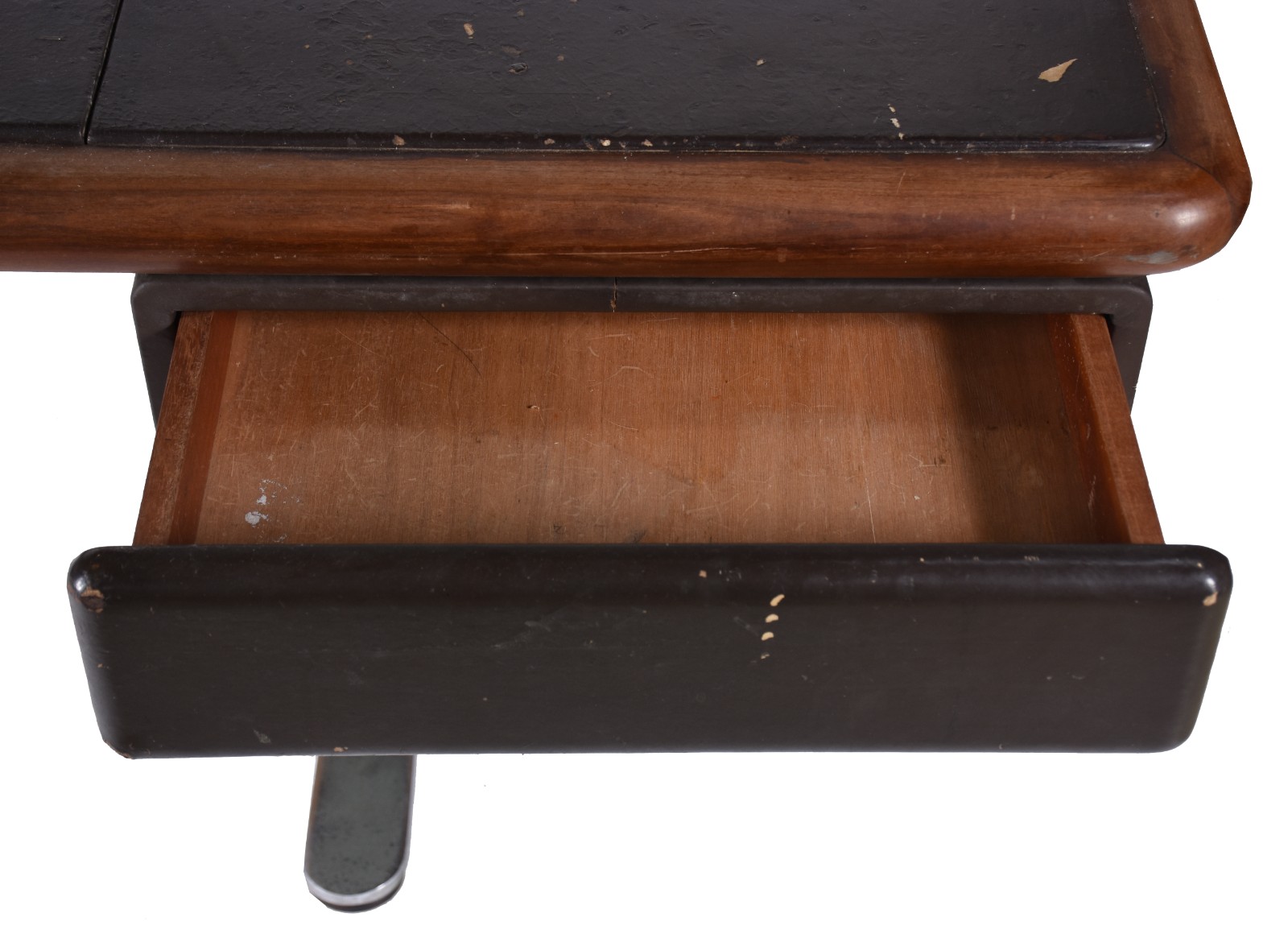 Mesa de escritório de madeira nobre, tampo retangular com duas... - foto 7 de 10