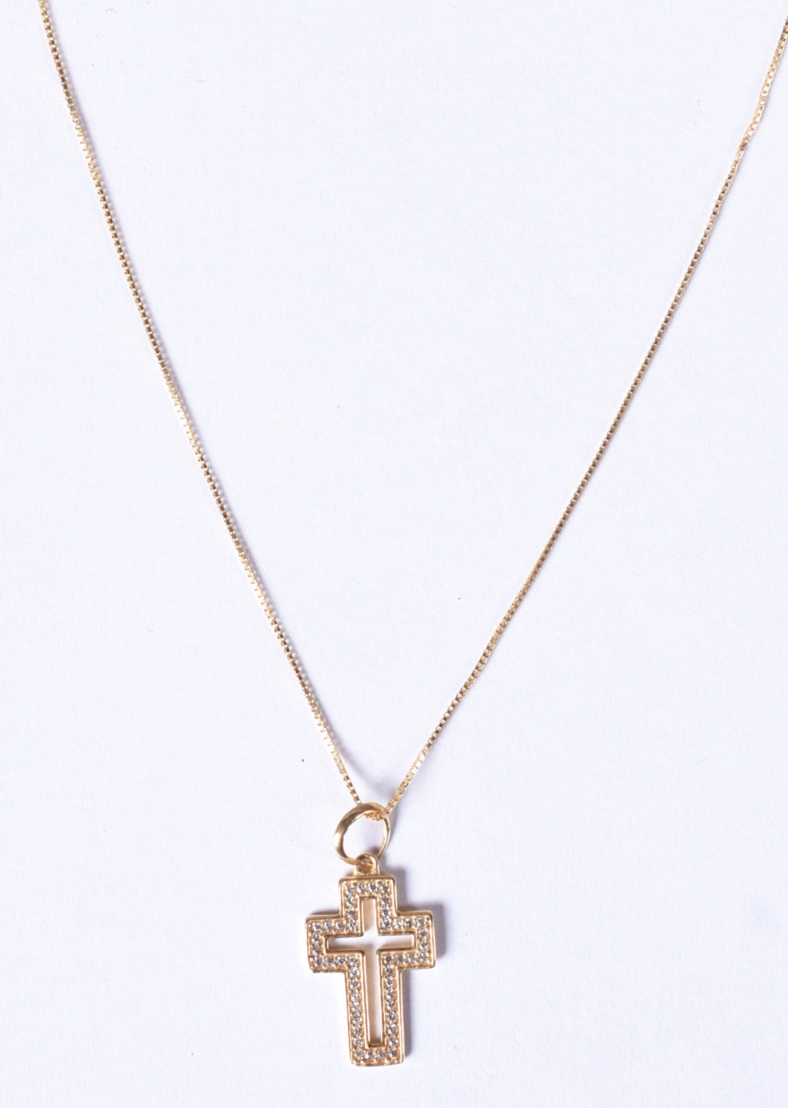 Colar de ouro 18k contraste 750, pingente em forma de cruz com... - foto 1 de 5
