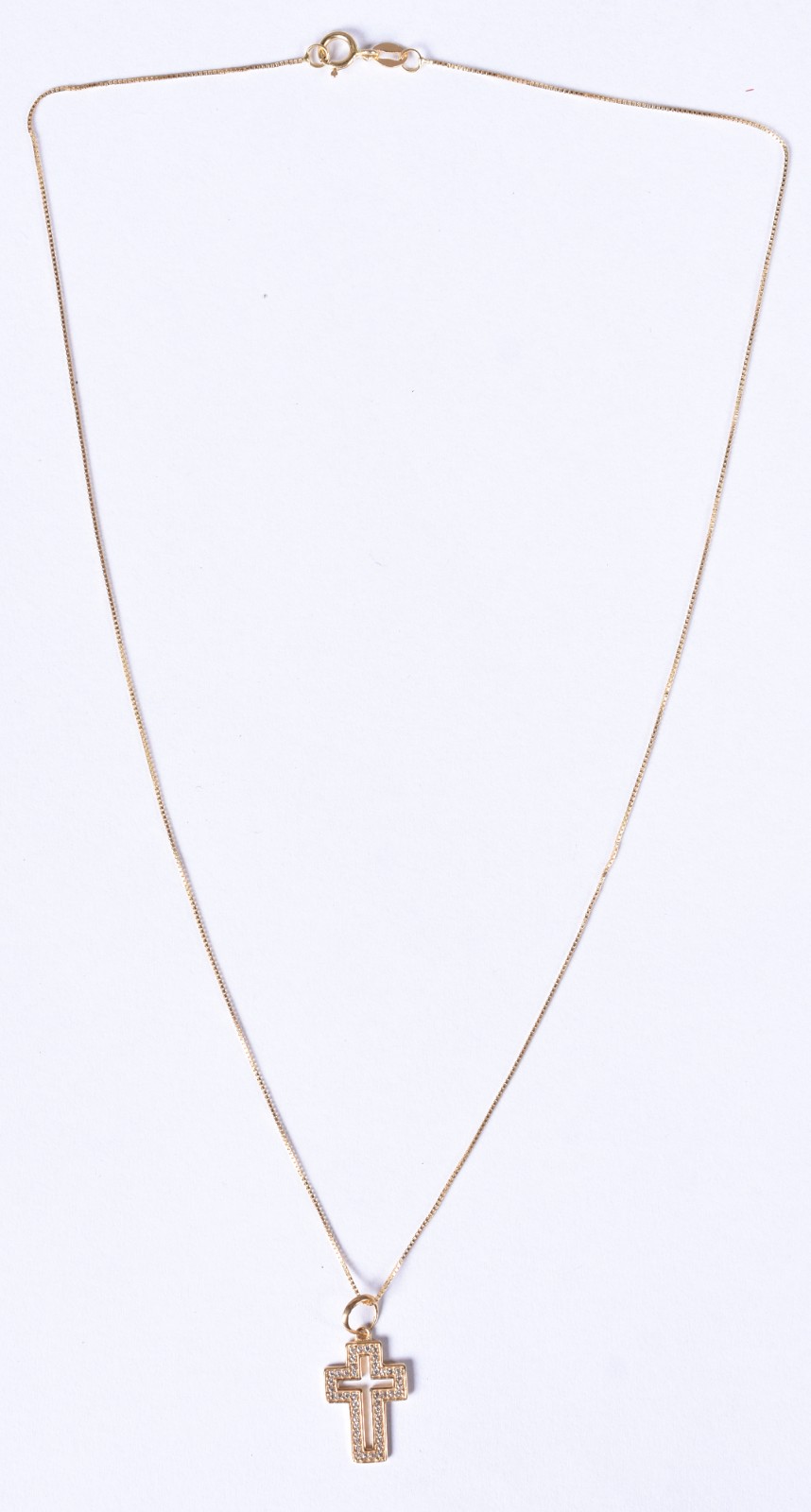 Colar de ouro 18k contraste 750, pingente em forma de cruz com... - foto 2 de 5