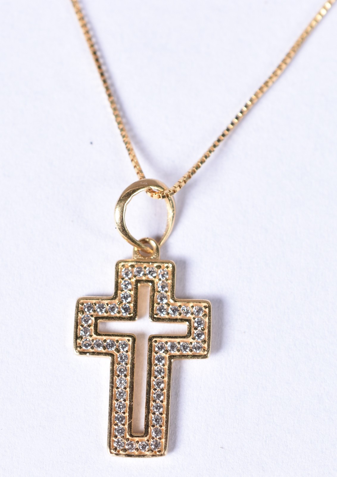 Colar de ouro 18k contraste 750, pingente em forma de cruz com... - foto 3 de 5