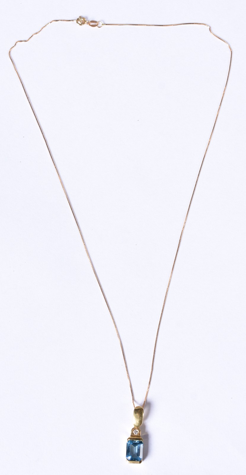 Colar de ouro 18k contraste 750 com pingente pedra azul e um... - foto 2 de 4