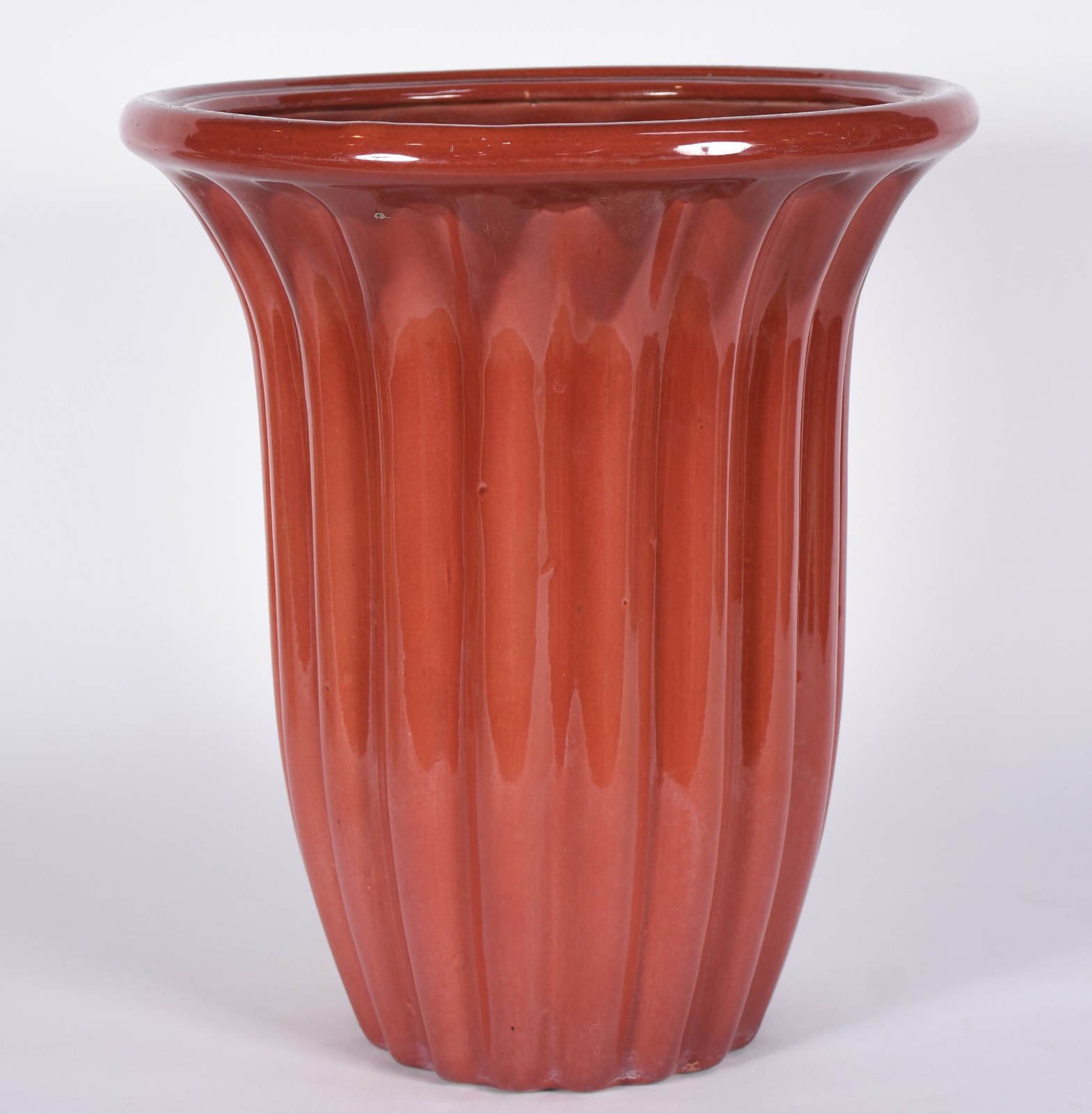 Vaso de cerâmica em gomos, anos 50. Fio de cabelo no fundo. - foto 1 de 4