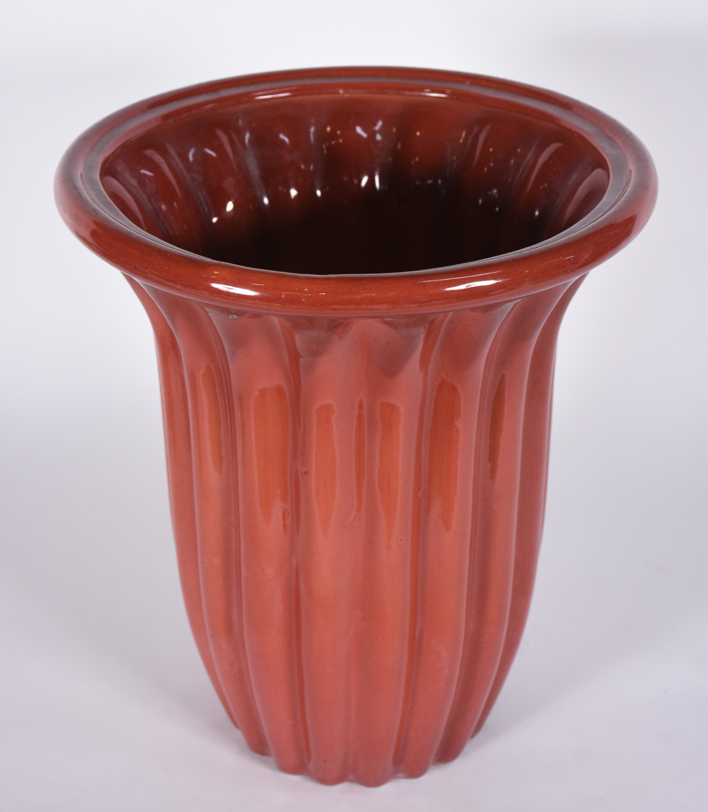 Vaso de cerâmica em gomos, anos 50. Fio de cabelo no fundo. - foto 2 de 4