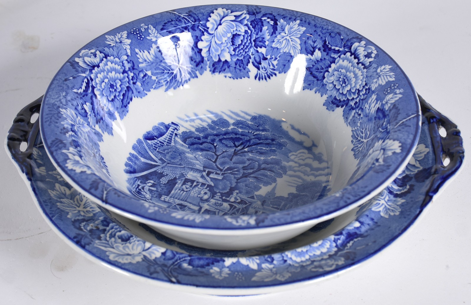 Aparelho de jantar de faiança inglesa azul e branca, Enoch Woods... - foto 9 de 11