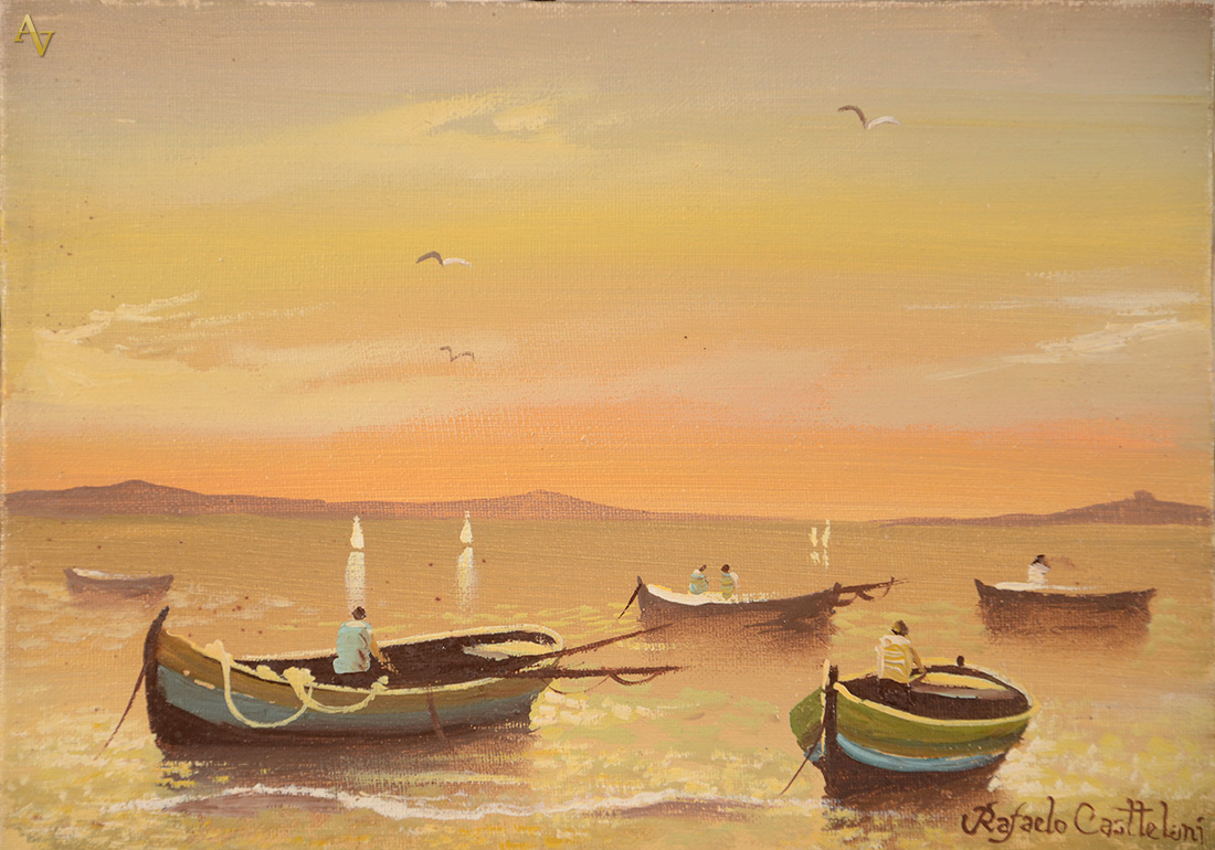 RAFAELO CASTELLANI - Barcos - ost- 22 x 16 (sem moldura).